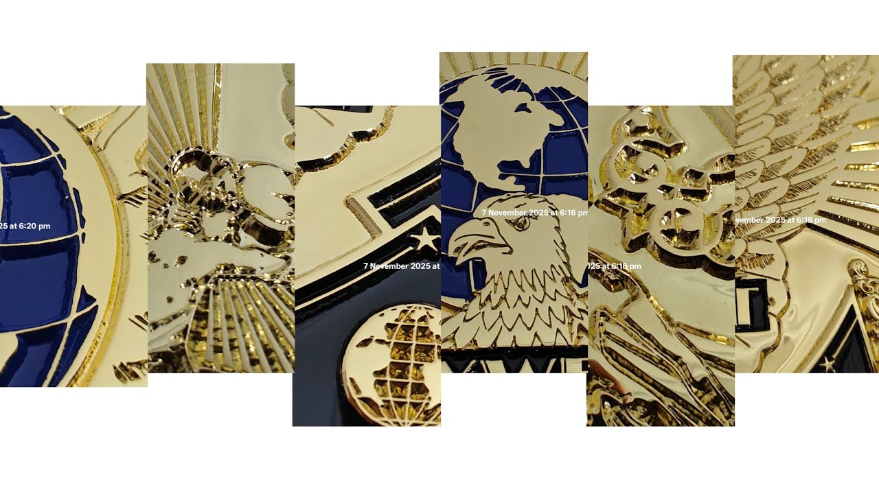 All Gold Winged Eagle Plates Only | 4.2mm Automated Zinc Acid Etched belt 