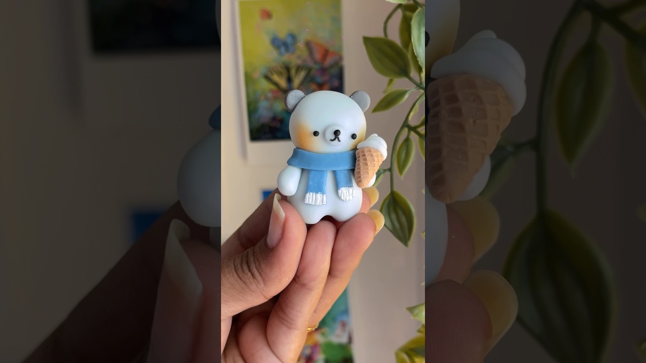 Cute bear bunny | Handmade bunny clay art| Cold porcelain clay art bunnies 🐰#diy #clayart #cuteclay