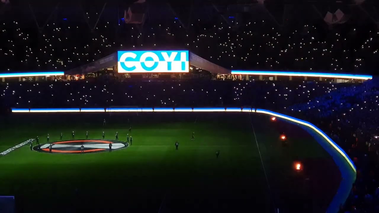 West Ham 2-0 Sevilla stadium atmosphere and lightshow