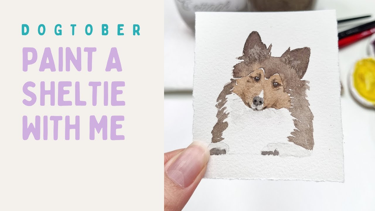 Нарисуйте вместе со мной шелти (шетландскую овчарку) акварелью | Dogtober, день 28