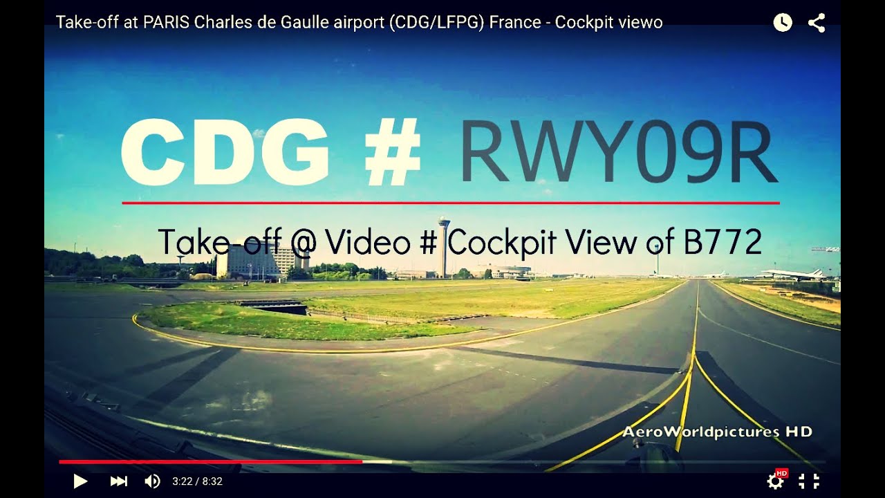 Take-off @ PARIS - Charles de Gaulle airport (CDG/LFPG) France # Cockpit view - RWY09R