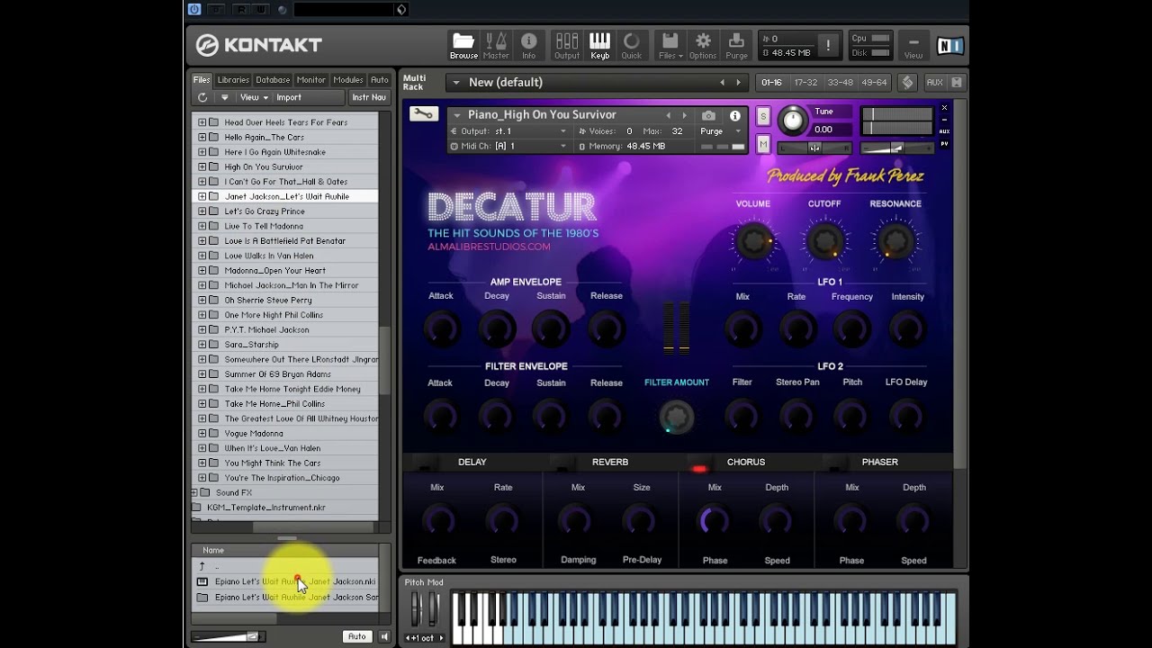 Decatur - The Hit Sounds Of The 1980's - Piano Demos