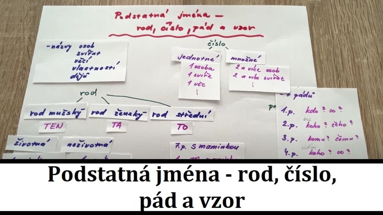 Podstatná jména - rod, číslo, pád a vzor
