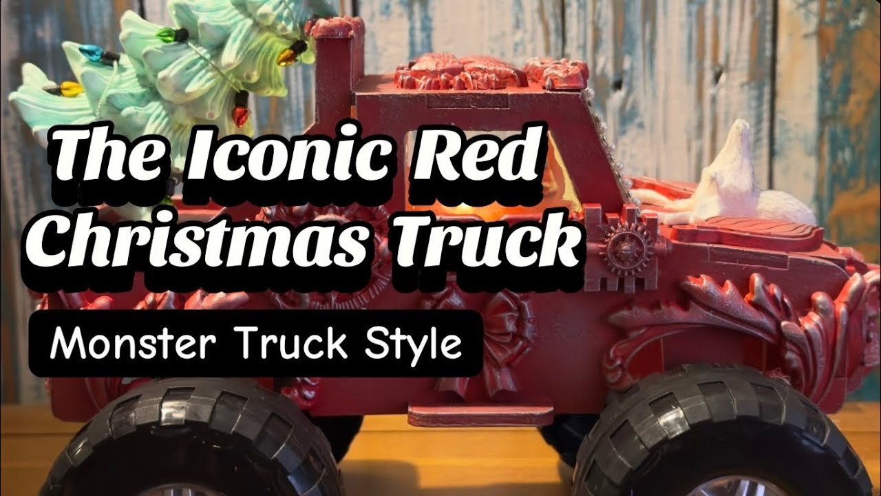 #202 Light Up Christmas Holiday Truck with Tree Mixed Media