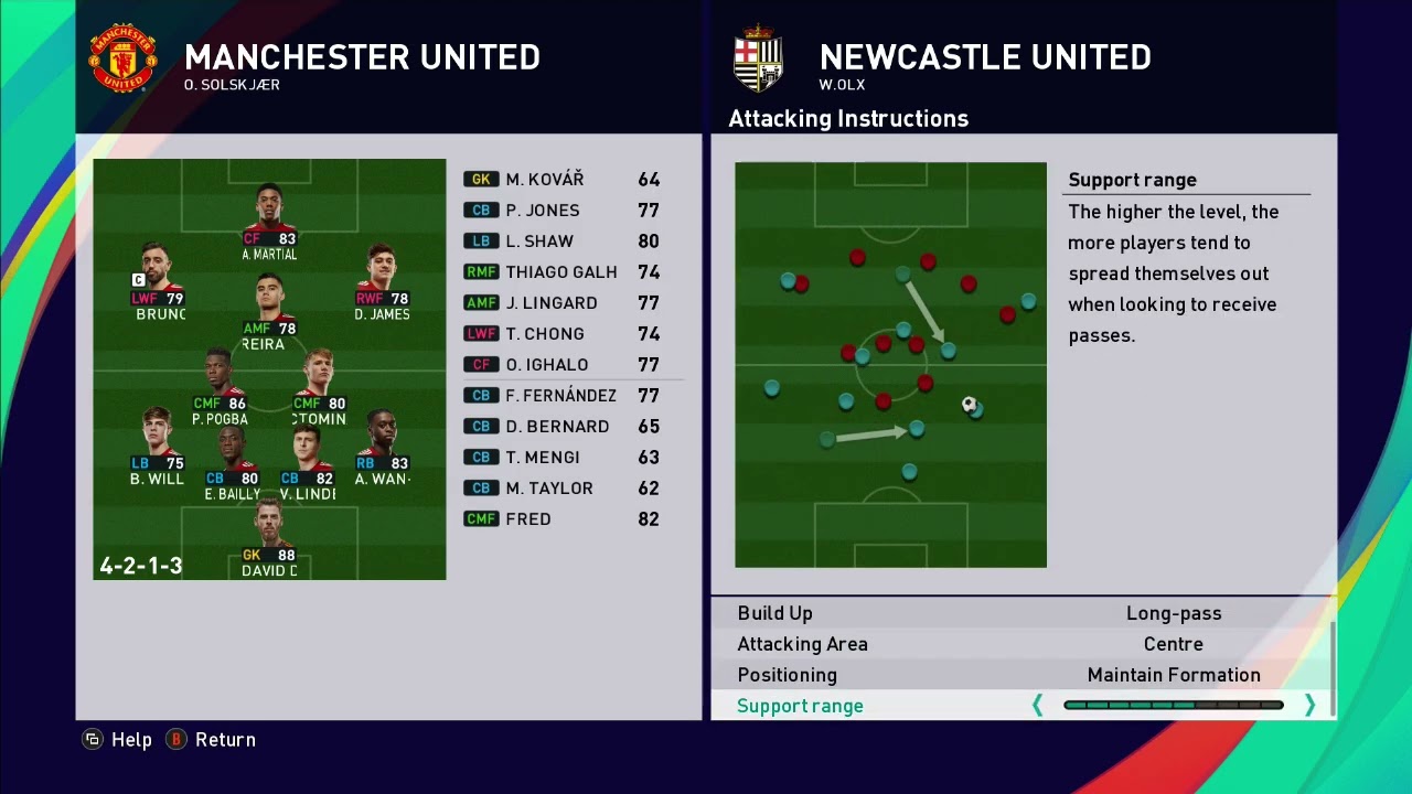 eFootball (PES 2021) Tactical options.