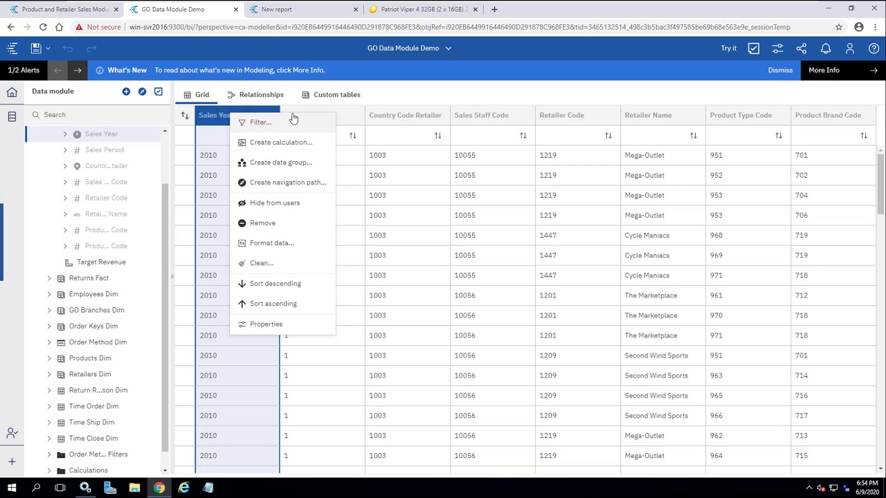 IBM Cognos Data Modules Demo