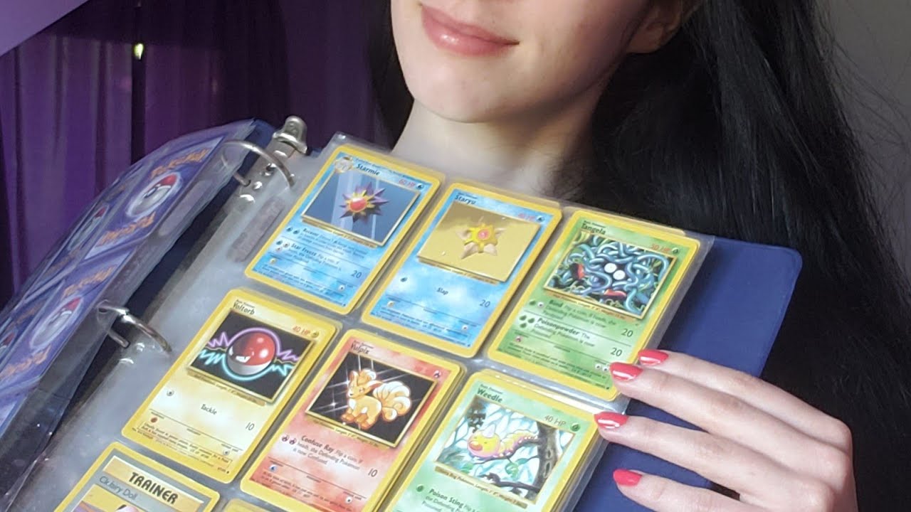 ASMR - Pokemon Card Tracing and Brushing Part 2  ~ Gum Chewing, Soft-spoken