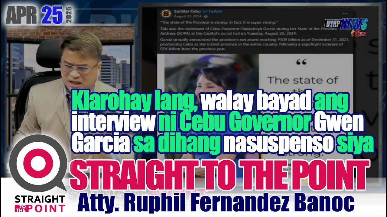 Klarohay lang, walay bayad ang interview ni Cebu Governor Gwen Garcia sa dihang nasuspenso siya