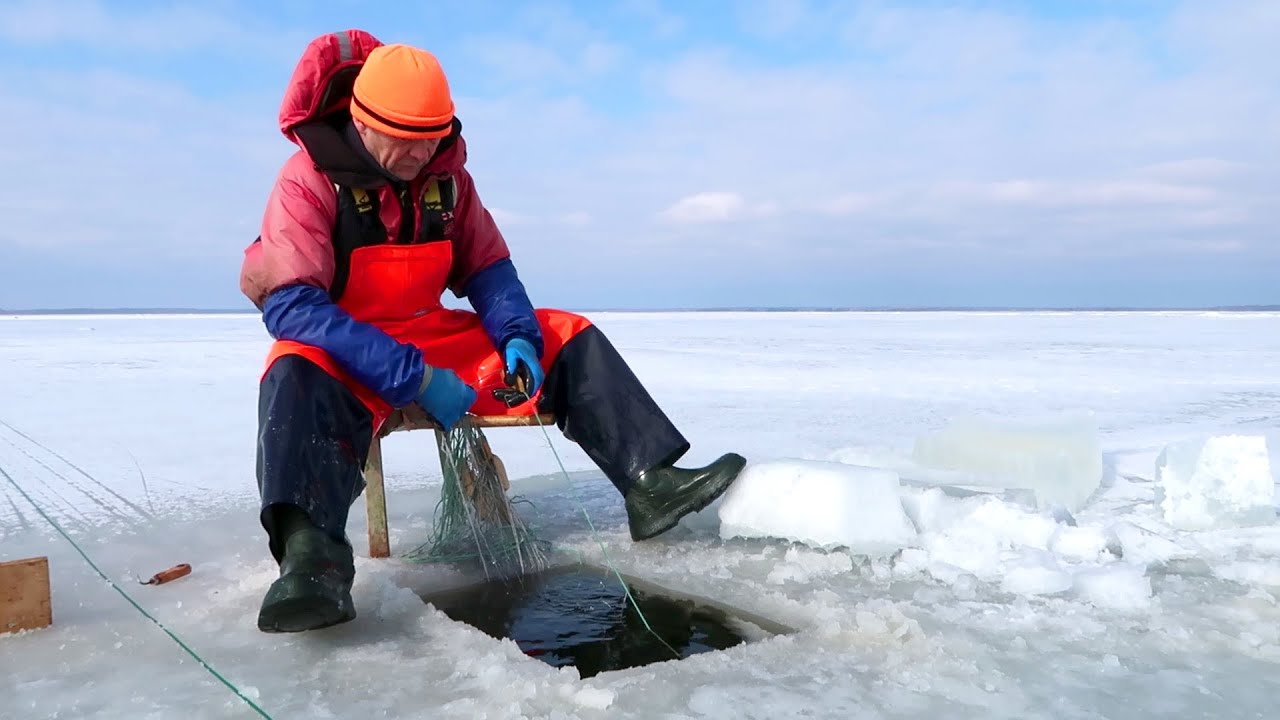 Going net fishing under ice for a day