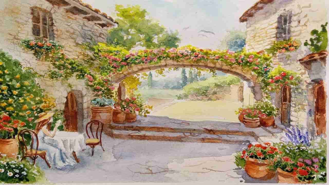 Summer Provence Vibes | Watercolor Step by Step/Летний уголок Прованса | Акварель по шагам