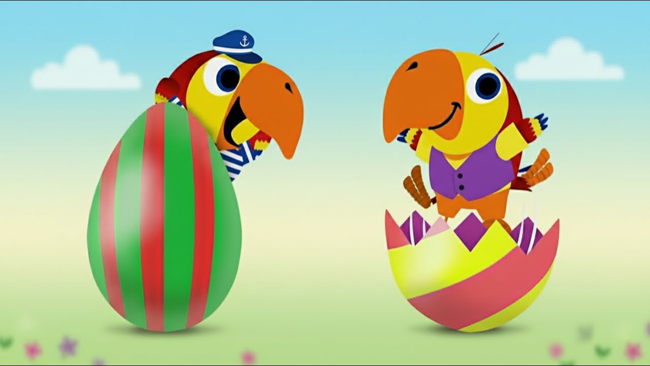 What's Inside the Colorful Surprise Eggs? | Clothes | Larry the Parrot - Toddler Learning Videos