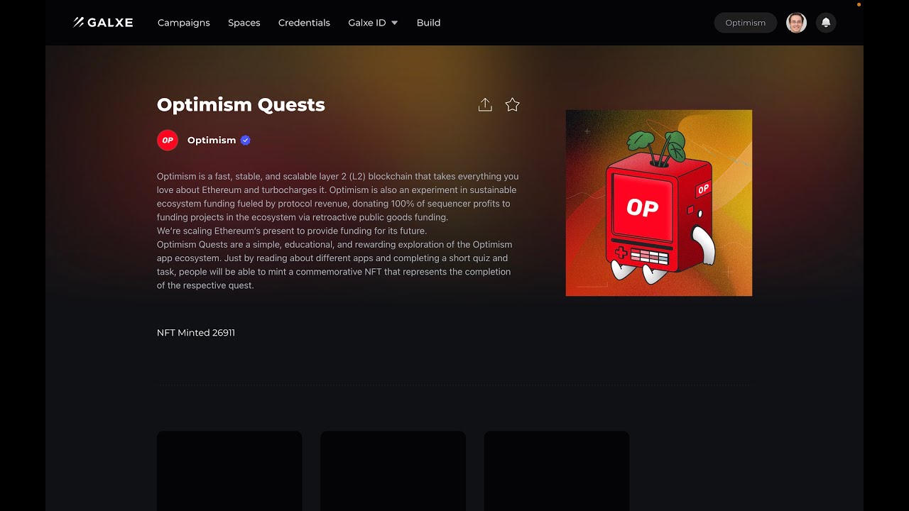 Квесты от Optimism на Project Galaxy (Galxe). Возможность получить аирдроп.