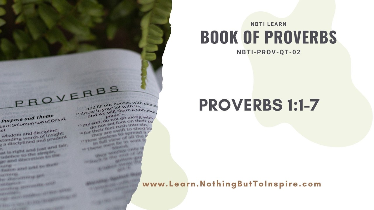 Притчи 1:1-7 | Начало мудрости | NBTI Learn