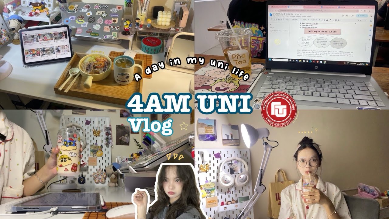 4AM UNI VLOG| Wake up at 4am, productive day, grwm, back to school, unboxing, doing homework #vlog