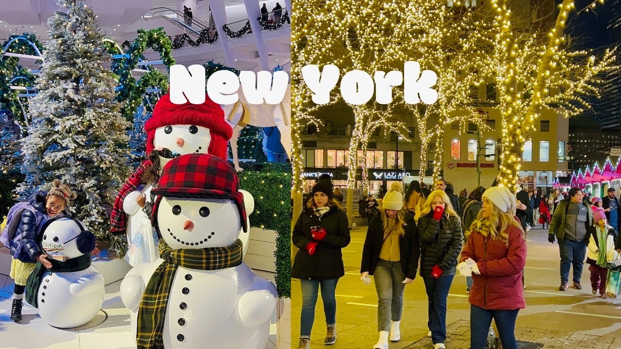 [4K]🇺🇸NYC Walk🎄✨Christmas in NY 2022 ☃️ Wall Street Christmas Lights & Oculus Holiday Market