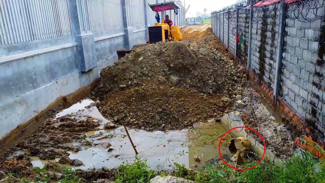 Perfectly Done !! Complete 100% Removal Mud around House To Build Road by Dozer D31 with dump truck