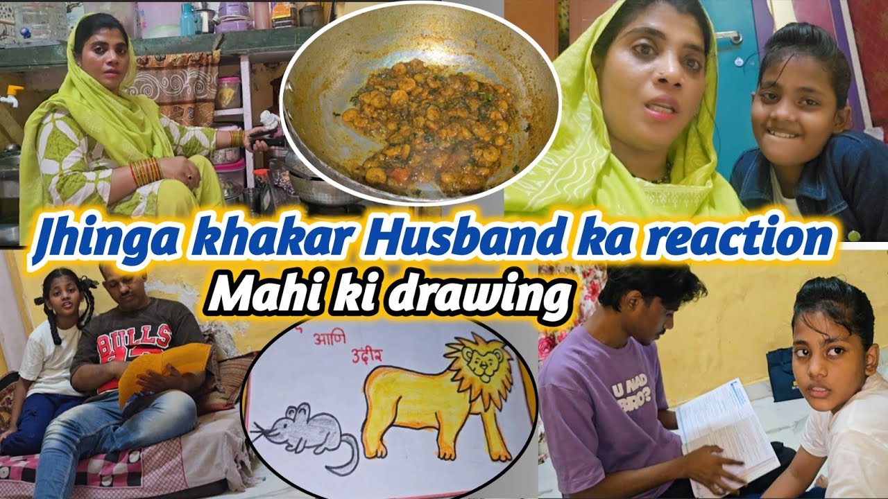 Jhinga Khakar Husband ka Reaction 😮 | Mahi ko drawing Per Focus karne du🤔 | #madinashaikh #dailyvlog