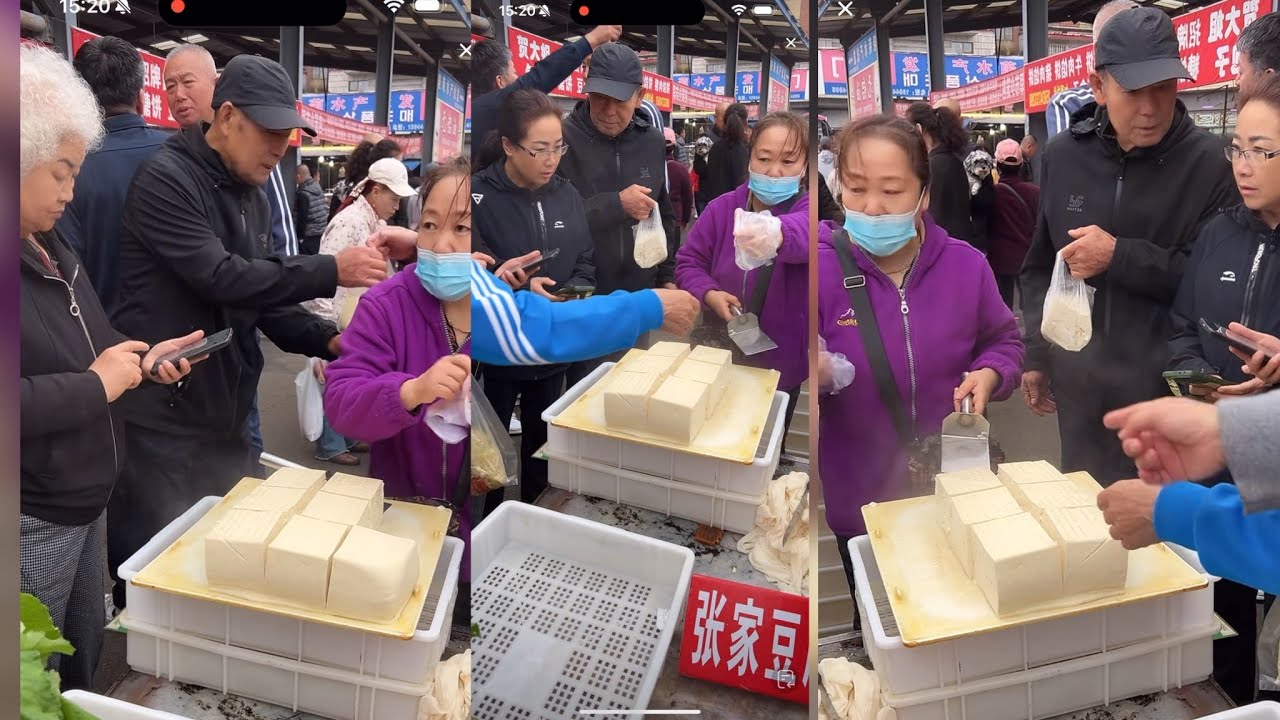 Selling tofu on the morning market, Cooking food live streaming. #food  #cooking
