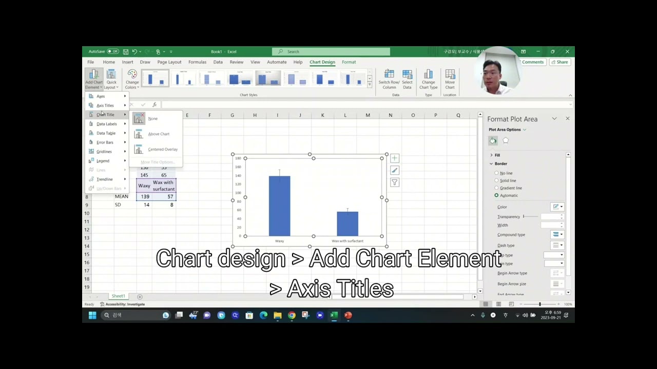 How to make bar graph with SD and p-value