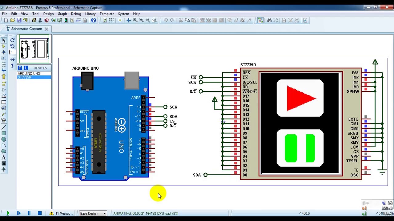 Arduino + ST7735R TFT Proteus simulation