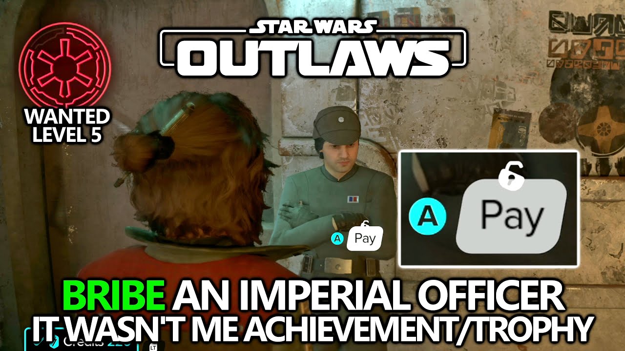 Star Wars Outlaws - Bribe an Imperial Officer on Wanted Level 5 - It Wasn't Me Achievement/Trophy