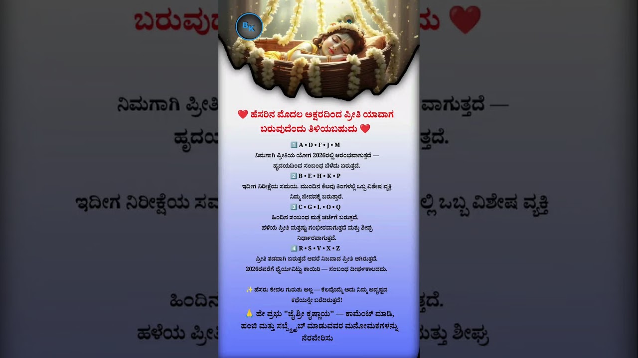 Love Prediction by Name Letter | Kannada Romantic Astrology | True Love Timing | Shorts Viral Reach