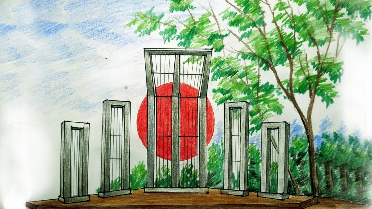How to Draw Shahid Minar Step by Step (Very Easy)
