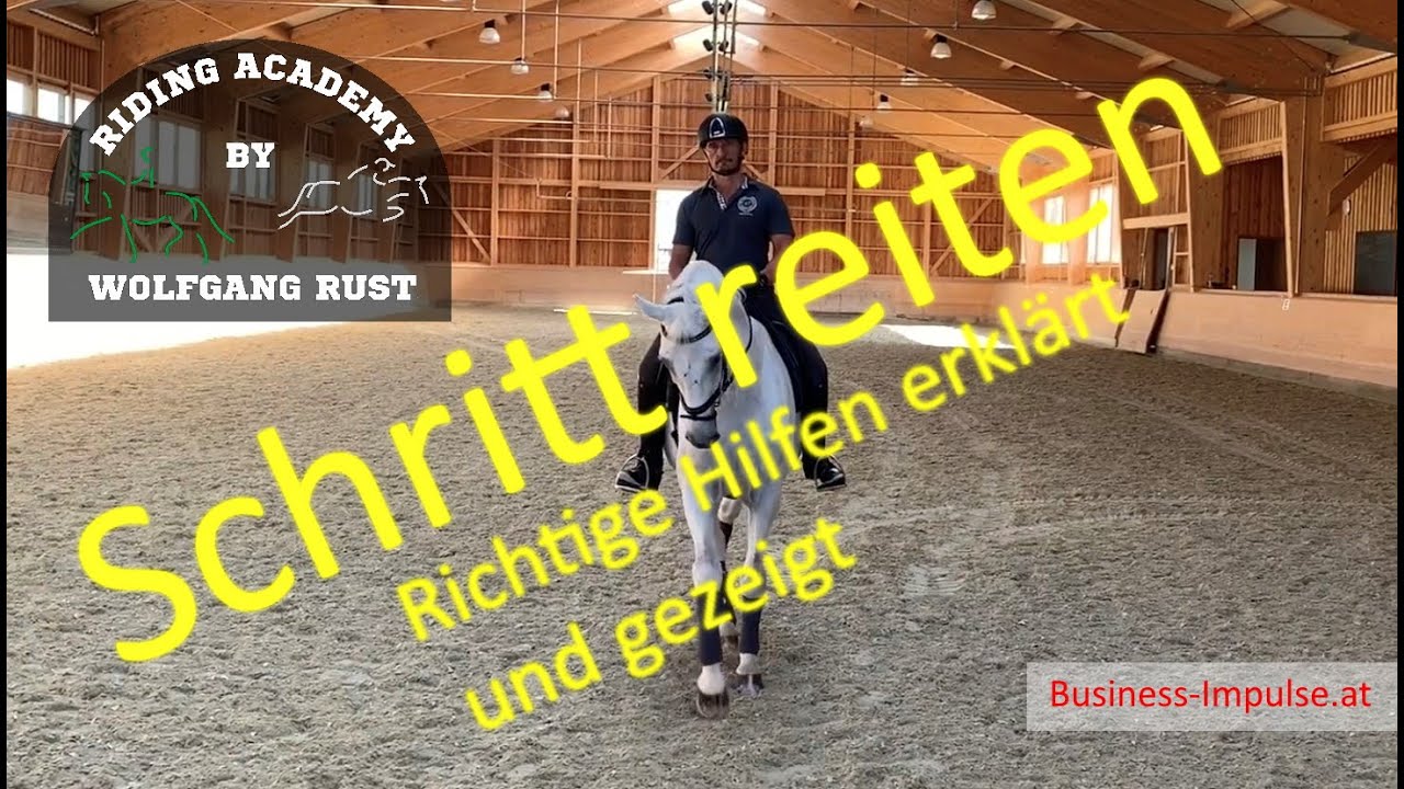 F3 Die Reiterhilfen und die Bewegung beim Schritt Reiten in Zeitlupe genau erkl&auml;rt. Pferde reiten