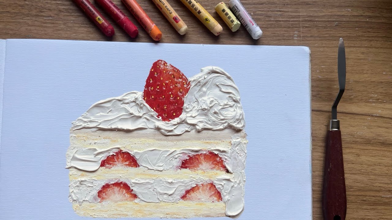 Cómo dibujar una rebanada de pastel 🍰 con pasteles al óleo | tutorial 