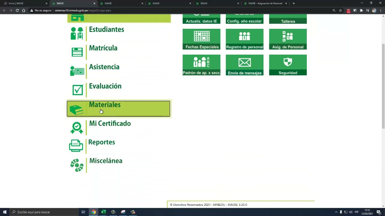 SIAGIE 2021: Capacitación Materiales Educativos Dotación 2021 - II.EE. UNIDOCENTES.