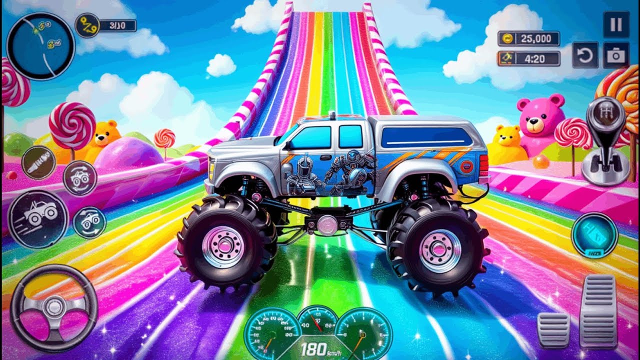 Sky Ramp Madness: Monster Truck Impossible Stunt Track