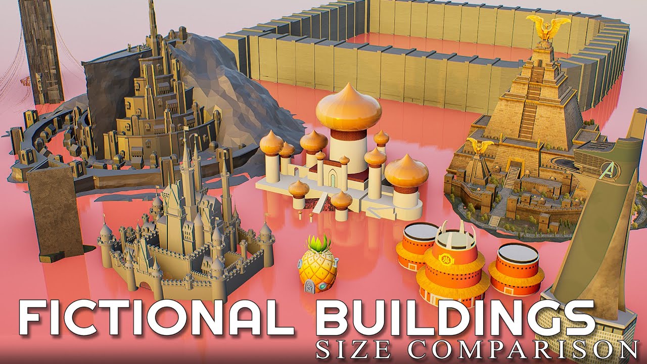 FICTIONAL BUILDINGS  3D Size COMPARISON - Real Scale