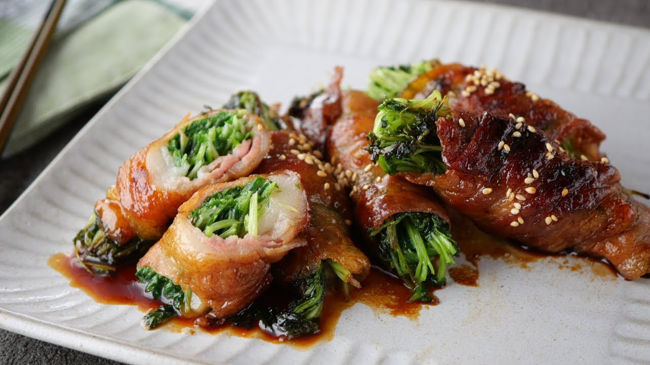 【豆苗とお餅の豚肉甘辛ダレ】やばいこれ、ごはんがガチですすむ♡「まるめし」 | Bean Sprouts and rice cake Teriyaki