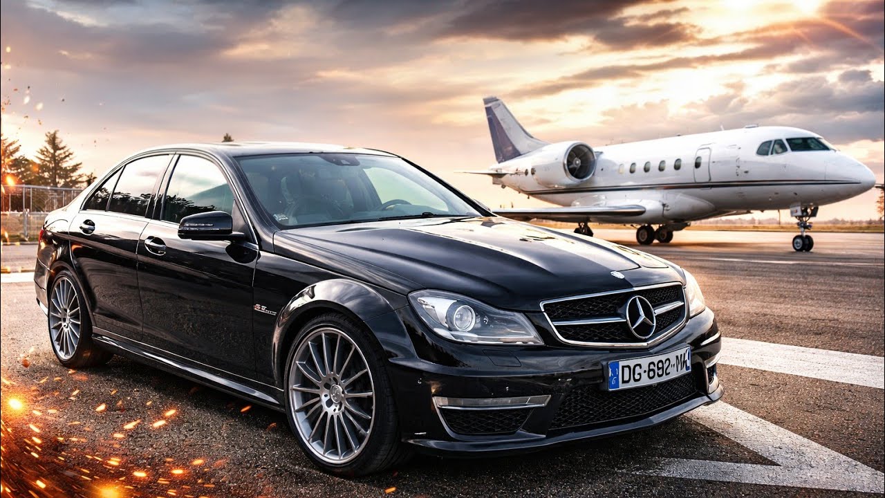 Je filme la C63 AMG devant un jet privé… ILS ONT EU PEUR 😳⚠️