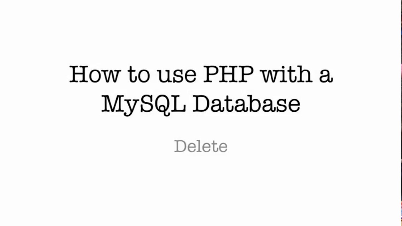 Delete Records in a PHP/MySQL Database