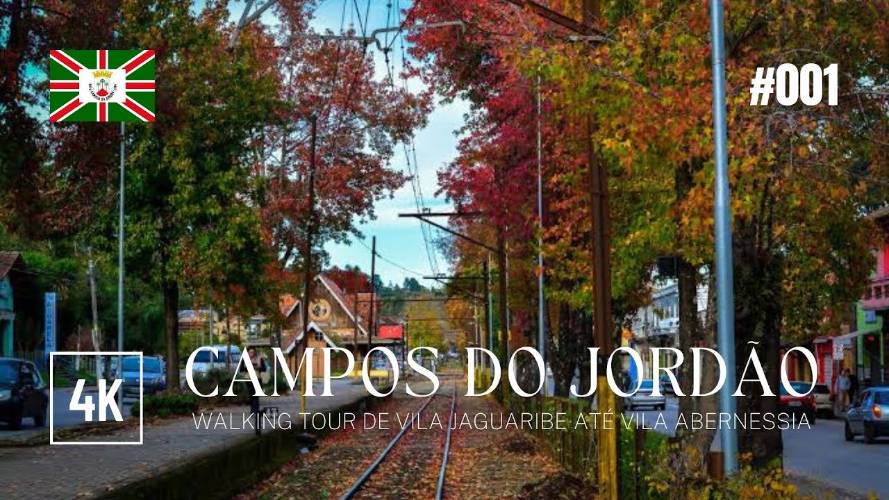 Passeio a pé Noturno em Campos do Jordão de Vila Jaguaribe até Vila Abernéssia - 4k Walking Tour