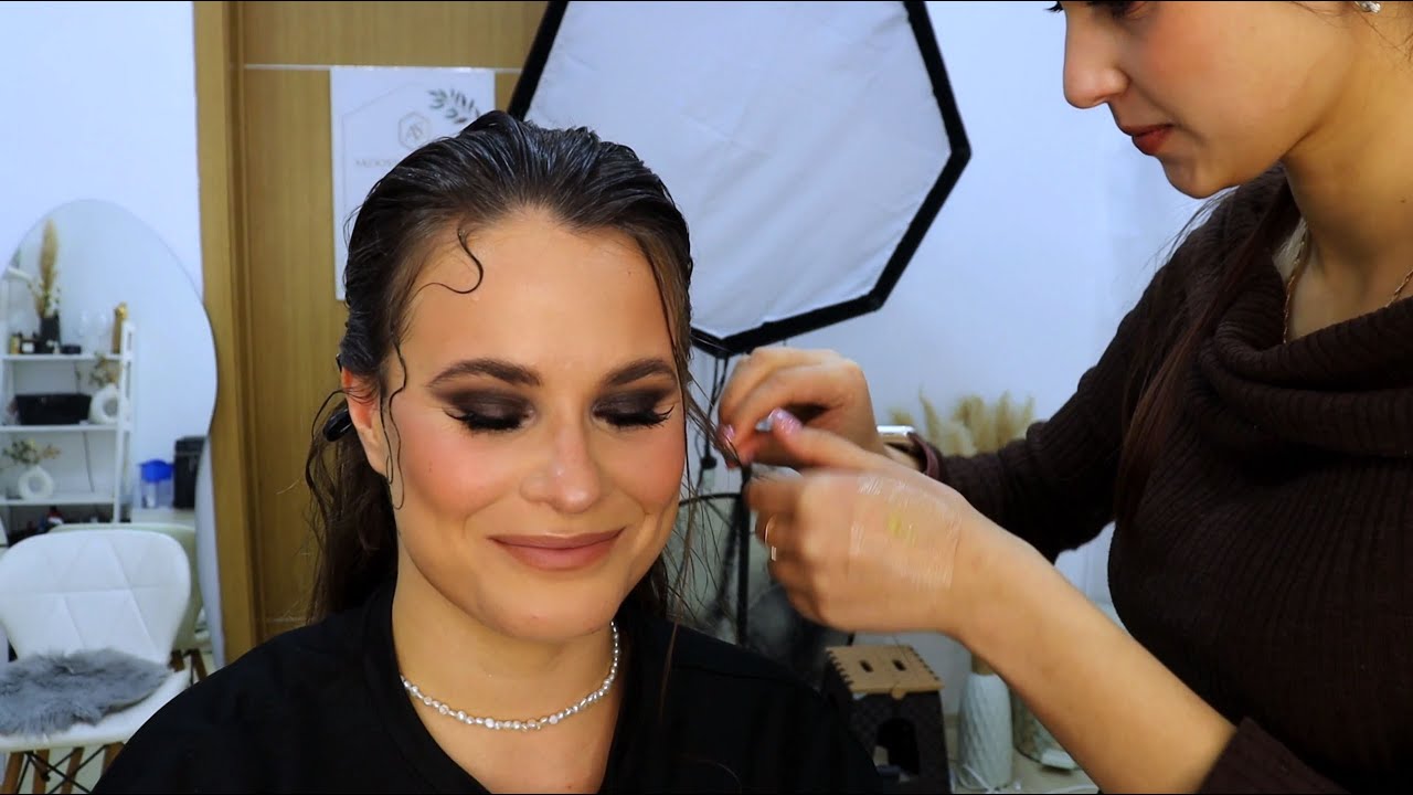 ASMR I Got a Very Detailed Makeup | Black Smokey Eyes & Wet Hair Styling (Very Close-Up)