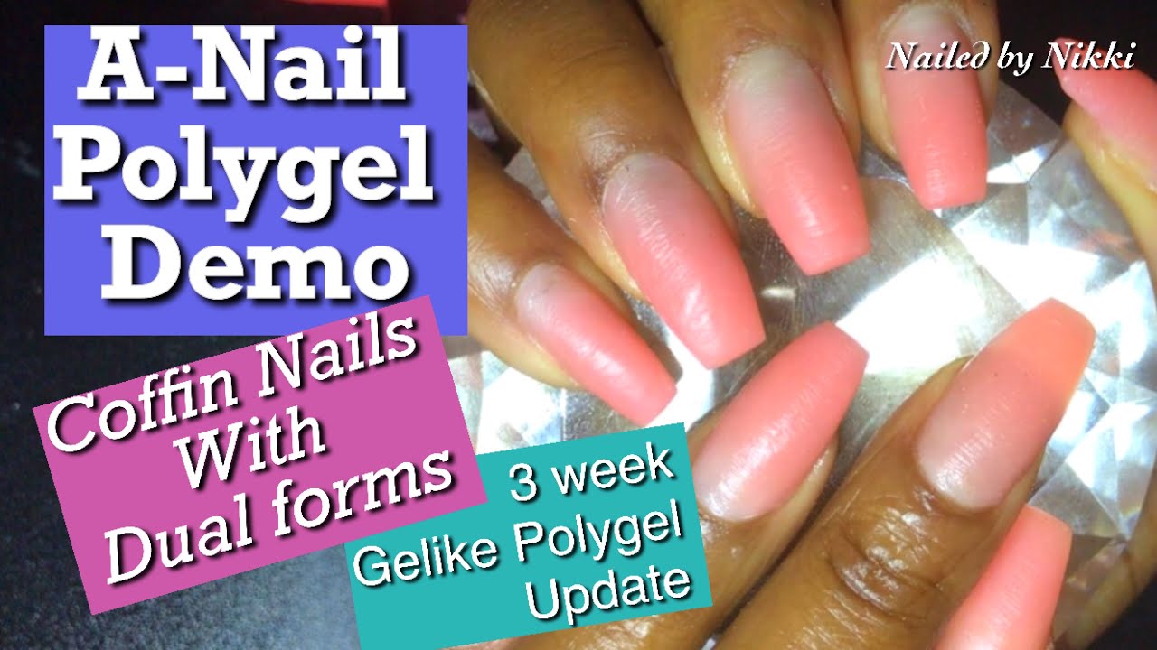 Как получить гвозди Coffin Nails с двойными формами | Обзор и демонстрация полигеля A-Nail | Плюс...