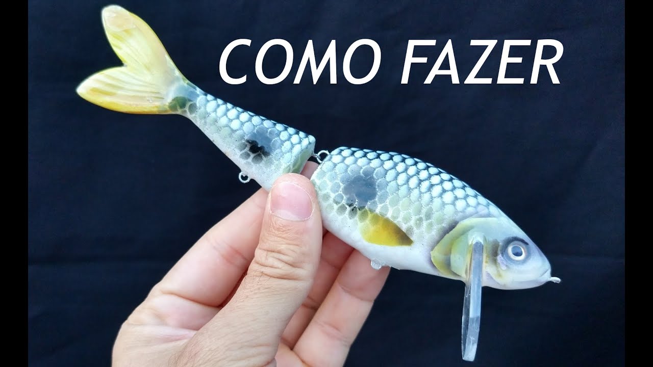Como fazer isca artificial articulada artesanal com medeira pinus (Piau Três Pintas)
