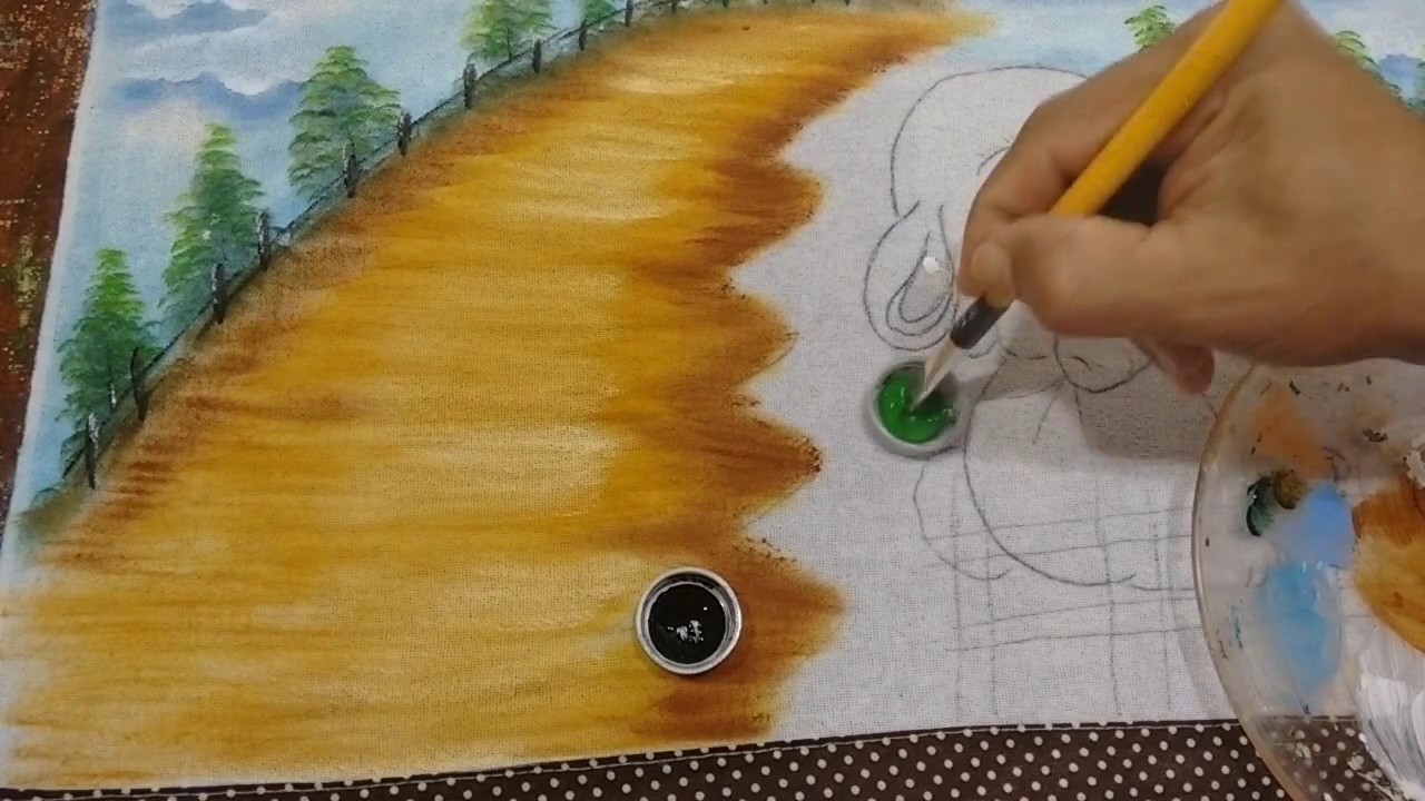 Roberto Ferreira- Pintura Motivo Pascoa ( Paisagem e  Coelho ) Parte 1