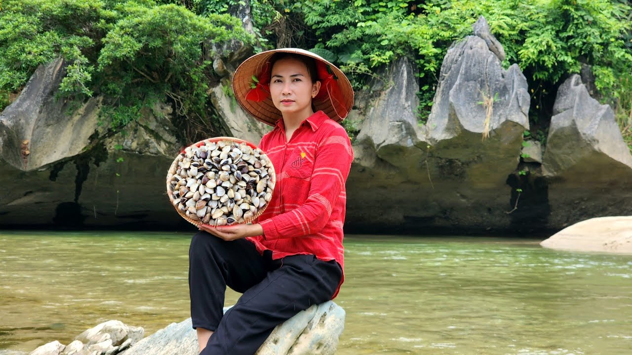 Harvest Scallops Goes to the market to sell - Cooking - Girl Forest Life