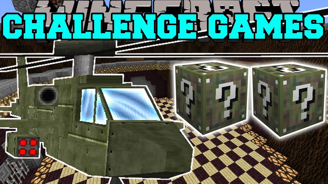 Minecraft: ATTACK HELICOPTER CHALLENGE GAMES - Lucky Block Mod - Modded Mini-Game