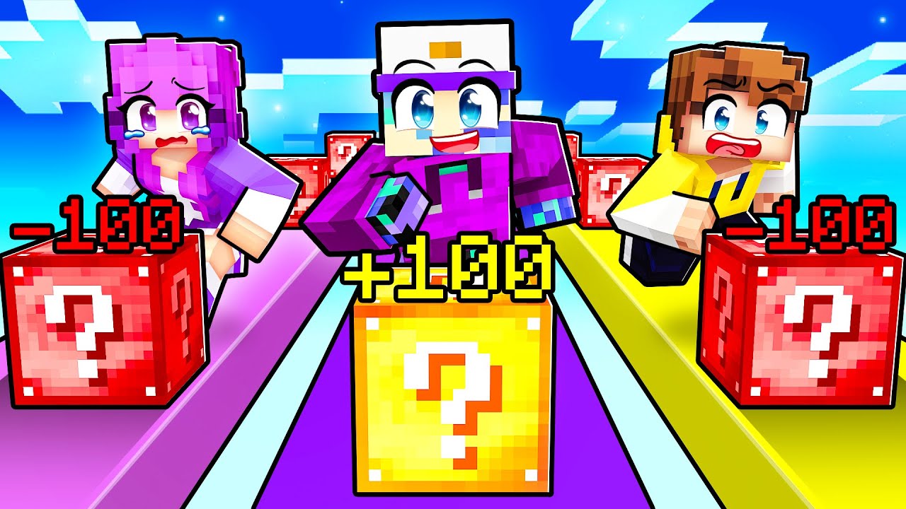 Cheating With +100 LUCK BLOCKS in a LUCKY BLOCK RACE in Minecraft!