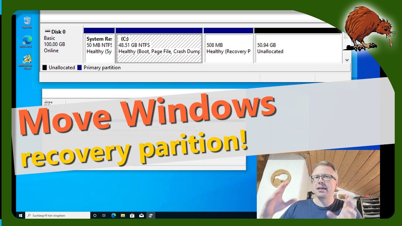 Переместить раздел восстановления Windows