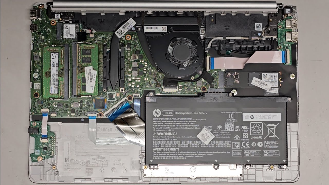 Разборка ноутбука HP 15-DY2073DX, оперативная память, SSD, жесткий диск, обновление, замена батар...