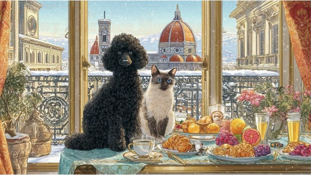 【作業用BGM】心ときめく朝ジャズ❄️フィレンツェの至福のコーヒーブレイク ☕ Snowy Florence Morning -  Relaxing Jazz & Bossa Nova [1.5 H]