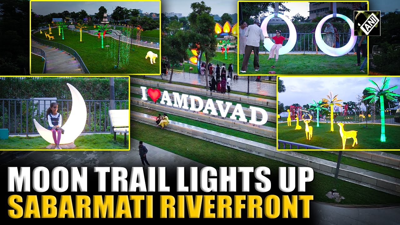 Ahmedabad’s Sabarmati Riverfront lit up with 54+ LED displays, CM Patel inaugurates Moon Trail
