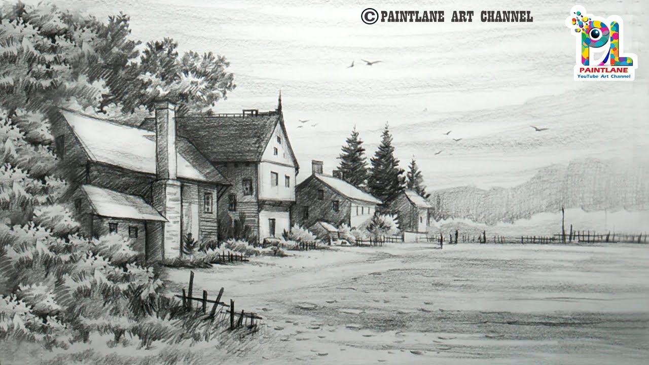 How to draw Street Landscape with Pencil Strokes | Pencil Scenery Art