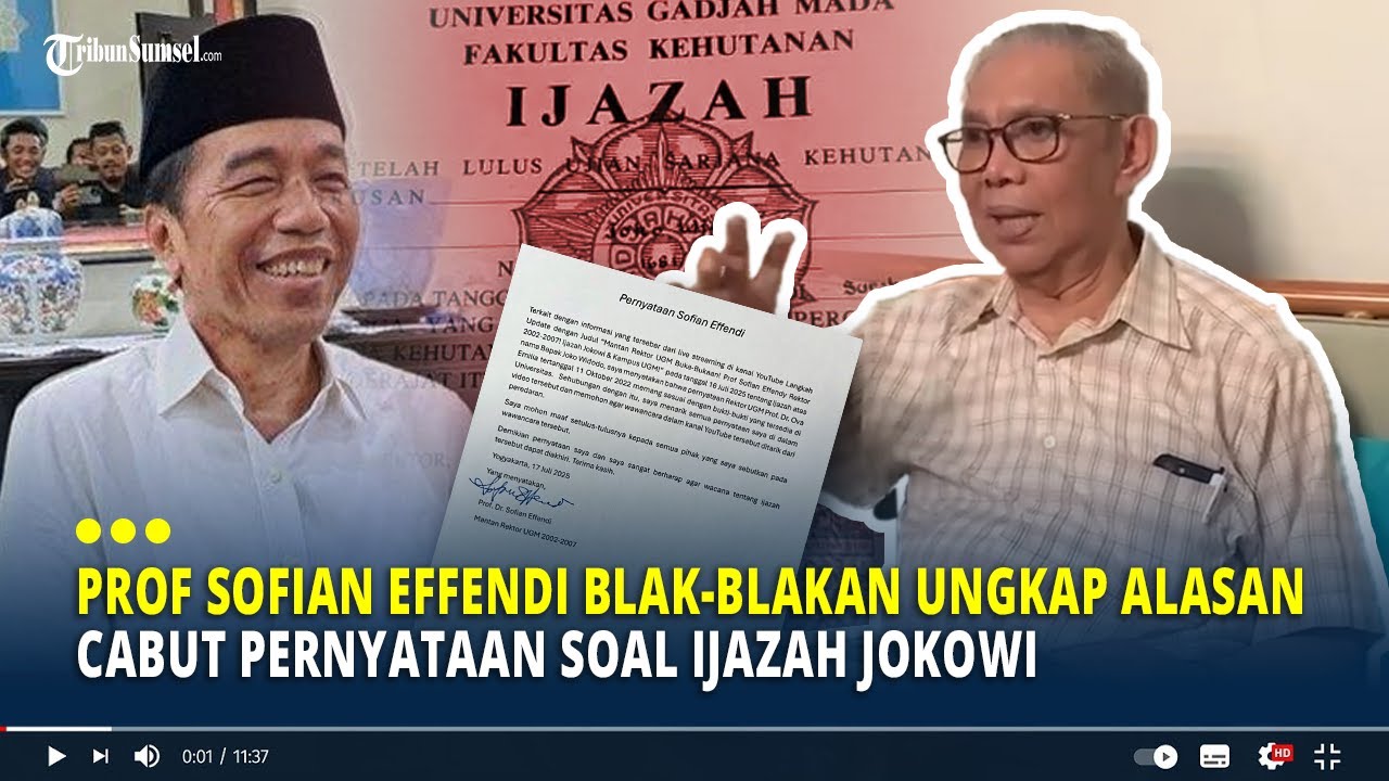 Prof Sofian Effendi Blak-blakan Ungkap Alasan Cabut Pernyataan soal Ijazah Jokowi