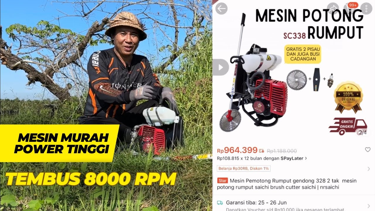 Full Review Mesin Murah Power Tinggi-Mesin Potong Rumput Saichi SC 338